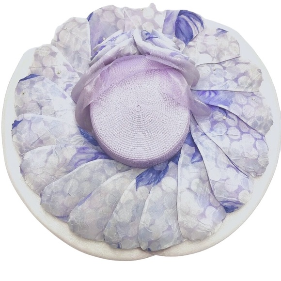 Ms Divine Purple Lavender Lilac Wide Brim Church Hat Derby Hat - Picture 5 of 8